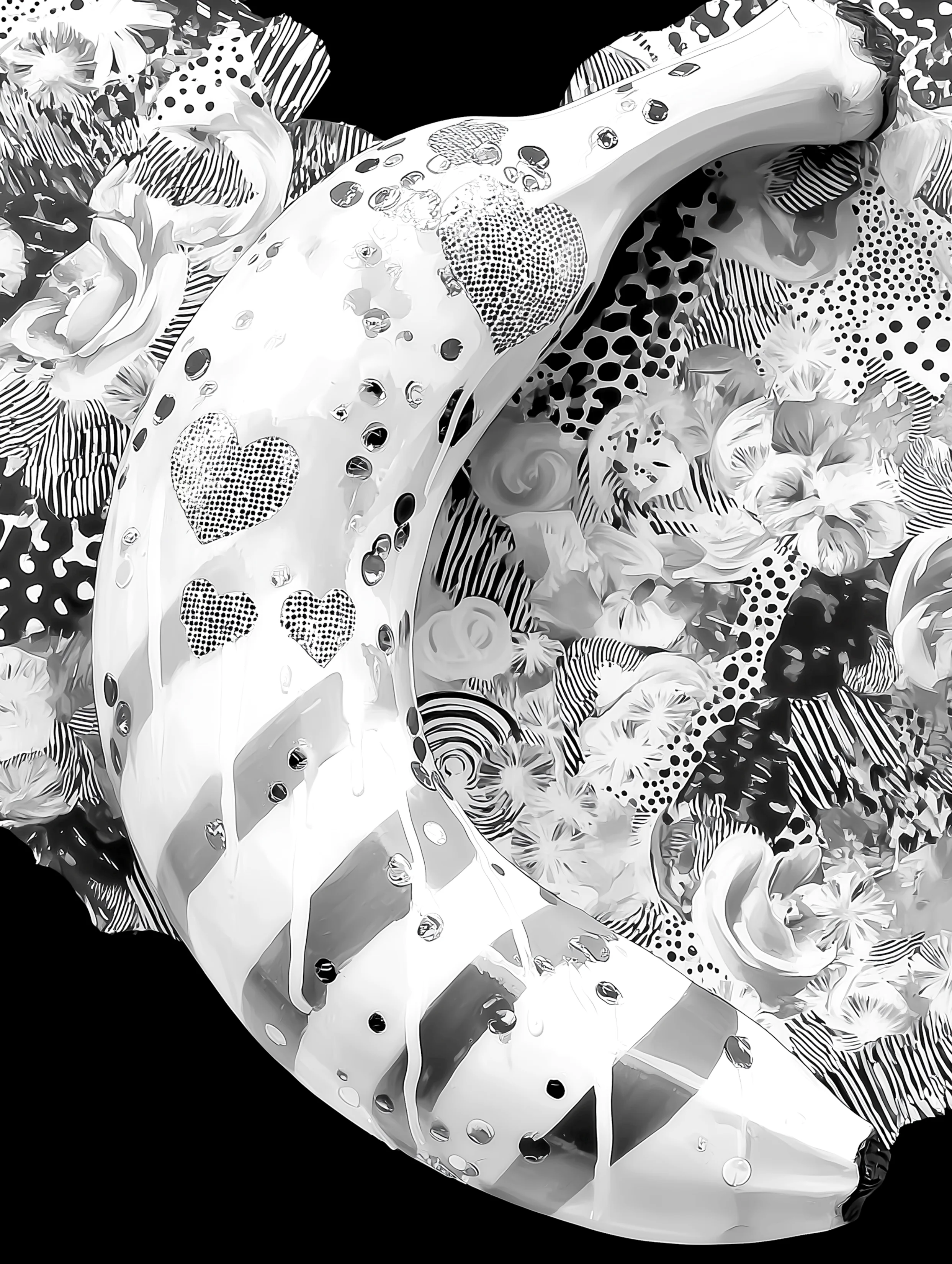 Free printable banana coloring page for adults featuring striped banana